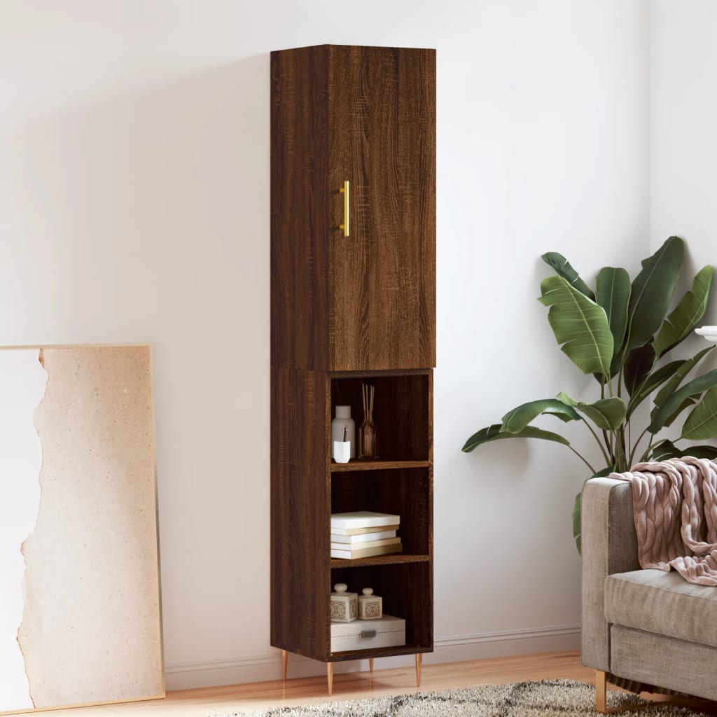 vidaXL Highboard Brown Oak 34.5x34x180 cm Engineered Wood