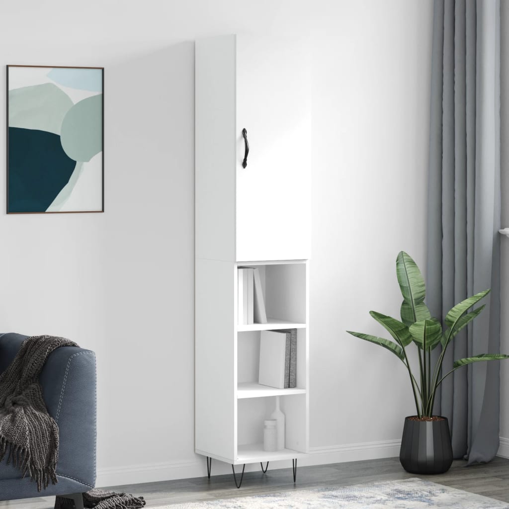 vidaXL Highboard White 34.5x34x180 cm Engineered Wood