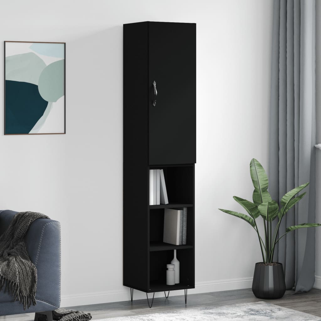 vidaXL Highboard Black 34.5x34x180 cm Engineered Wood