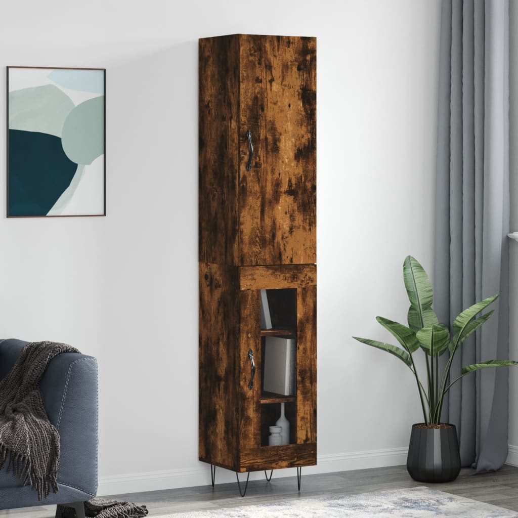 vidaXL Highboard Smoked Oak 34.5x34x180 cm Engineered Wood
