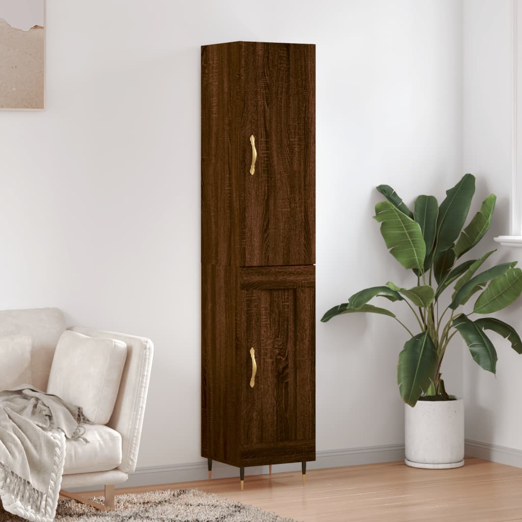 vidaXL Highboard Brown Oak 34.5x34x180 cm Engineered Wood