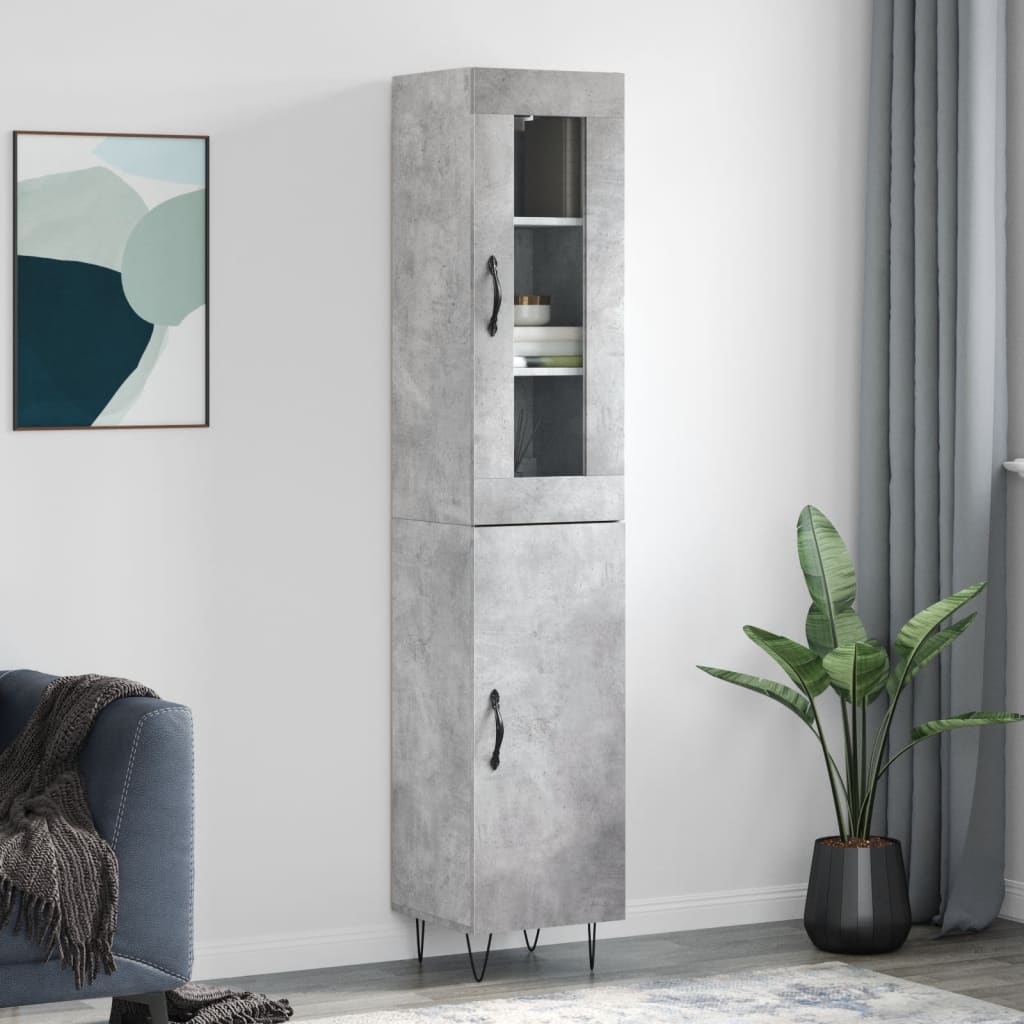 vidaXL Highboard Concrete Grey 34.5x34x180 cm Engineered Wood