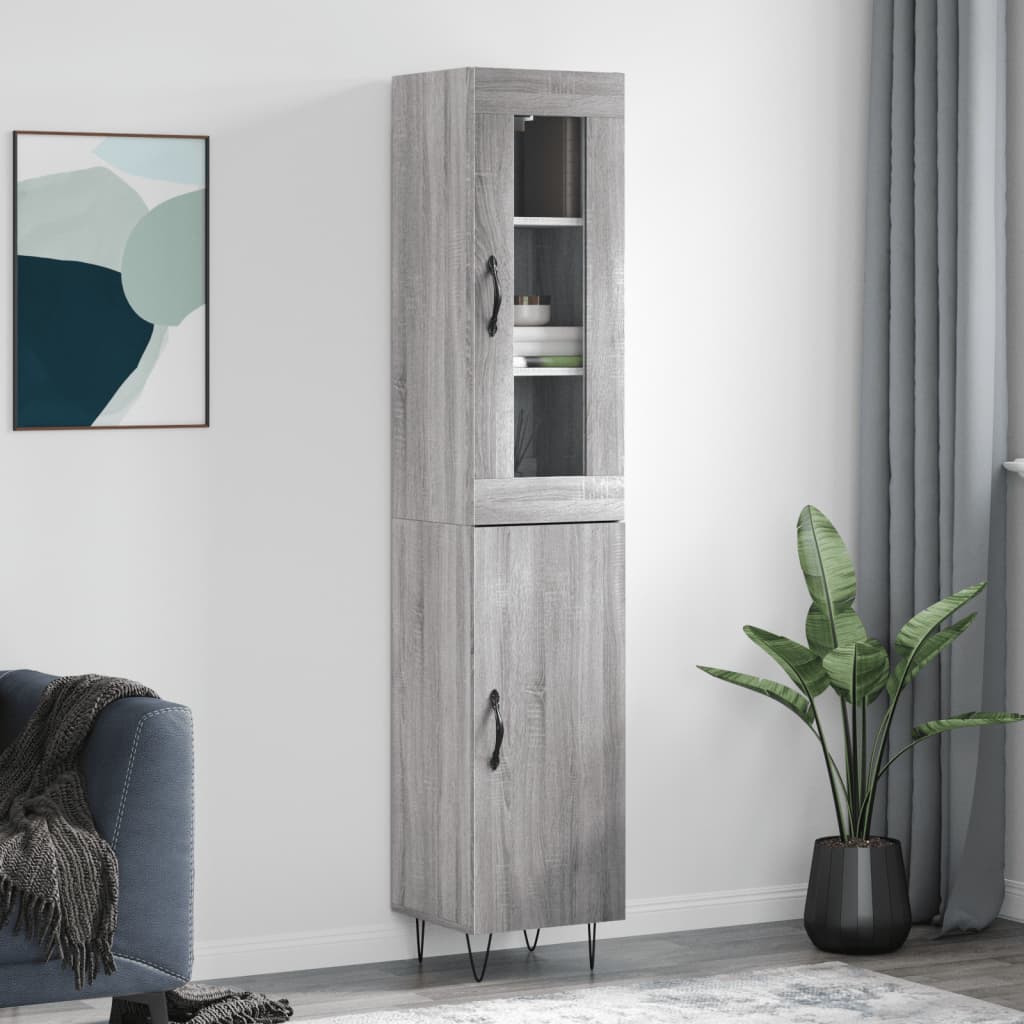vidaXL Highboard Grey Sonoma 34.5x34x180 cm Engineered Wood