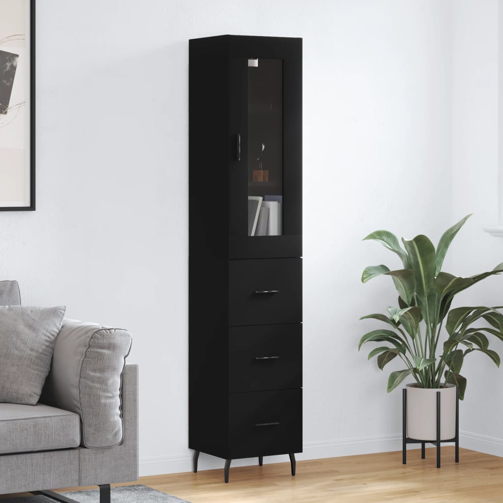 vidaXL Highboard Black 34.5x34x180 cm Engineered Wood