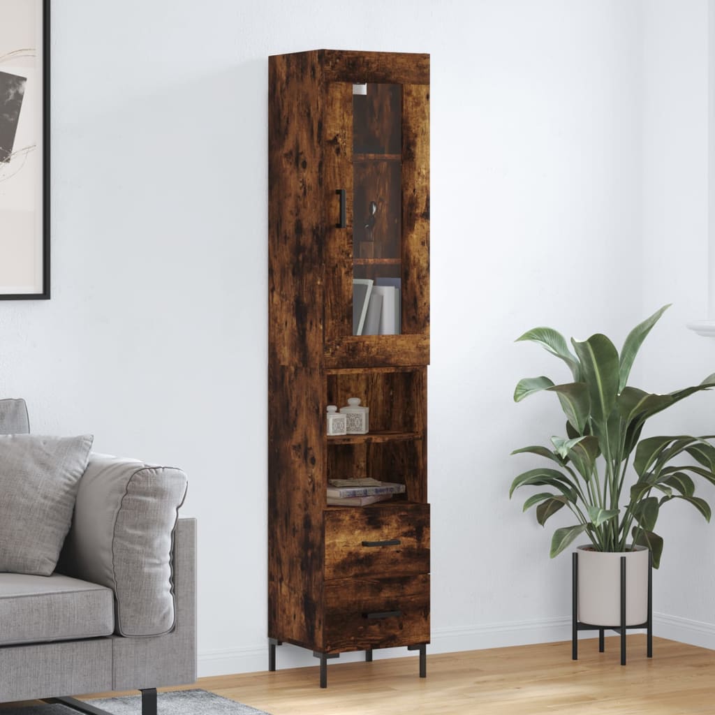 vidaXL Highboard Smoked Oak 34.5x34x180 cm Engineered Wood