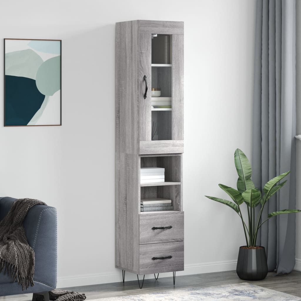 vidaXL Highboard Grey Sonoma 34.5x34x180 cm Engineered Wood