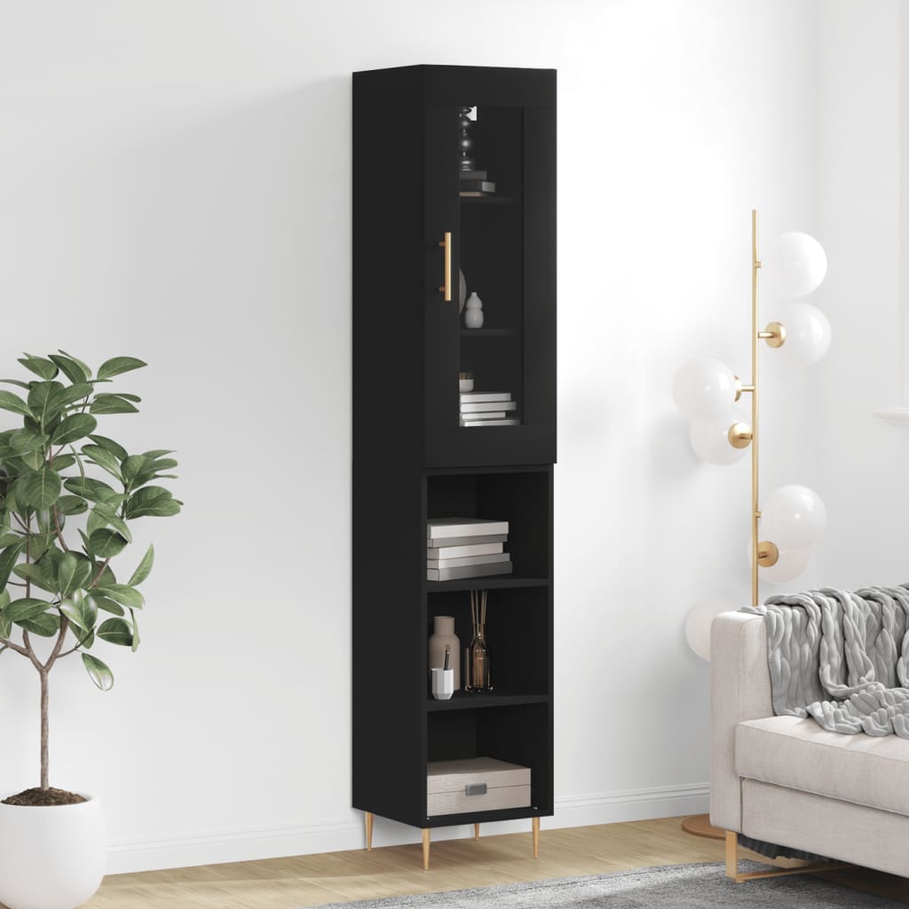 vidaXL Highboard Black 34.5x34x180 cm Engineered Wood