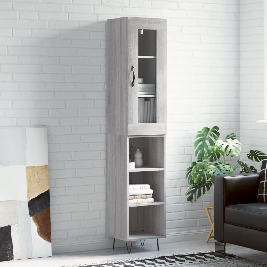 vidaXL Highboard Grey Sonoma 34.5x34x180 cm Engineered Wood