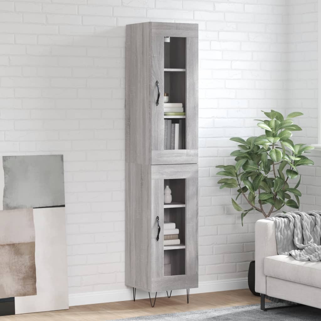 vidaXL Highboard Grey Sonoma 34.5x34x180 cm Engineered Wood