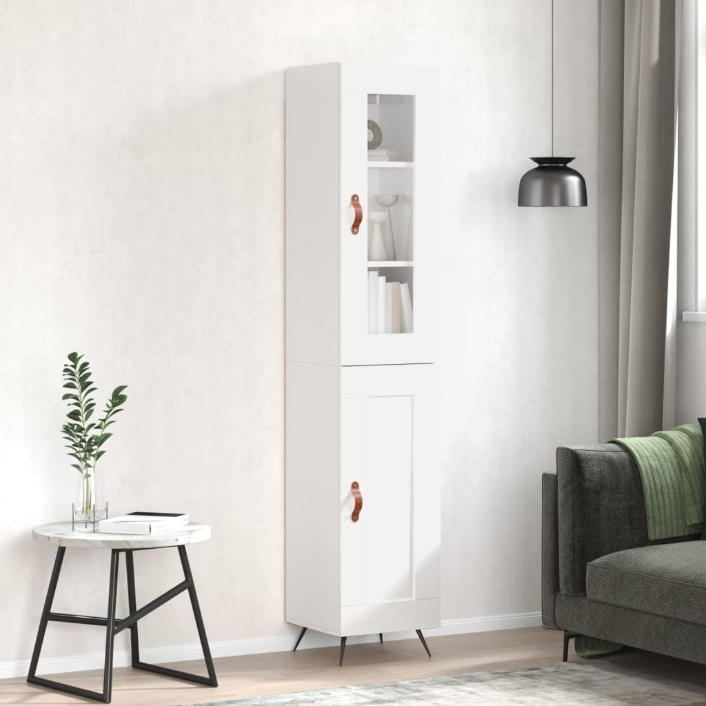 vidaXL Highboard High Gloss White 34.5x34x180 cm Engineered Wood