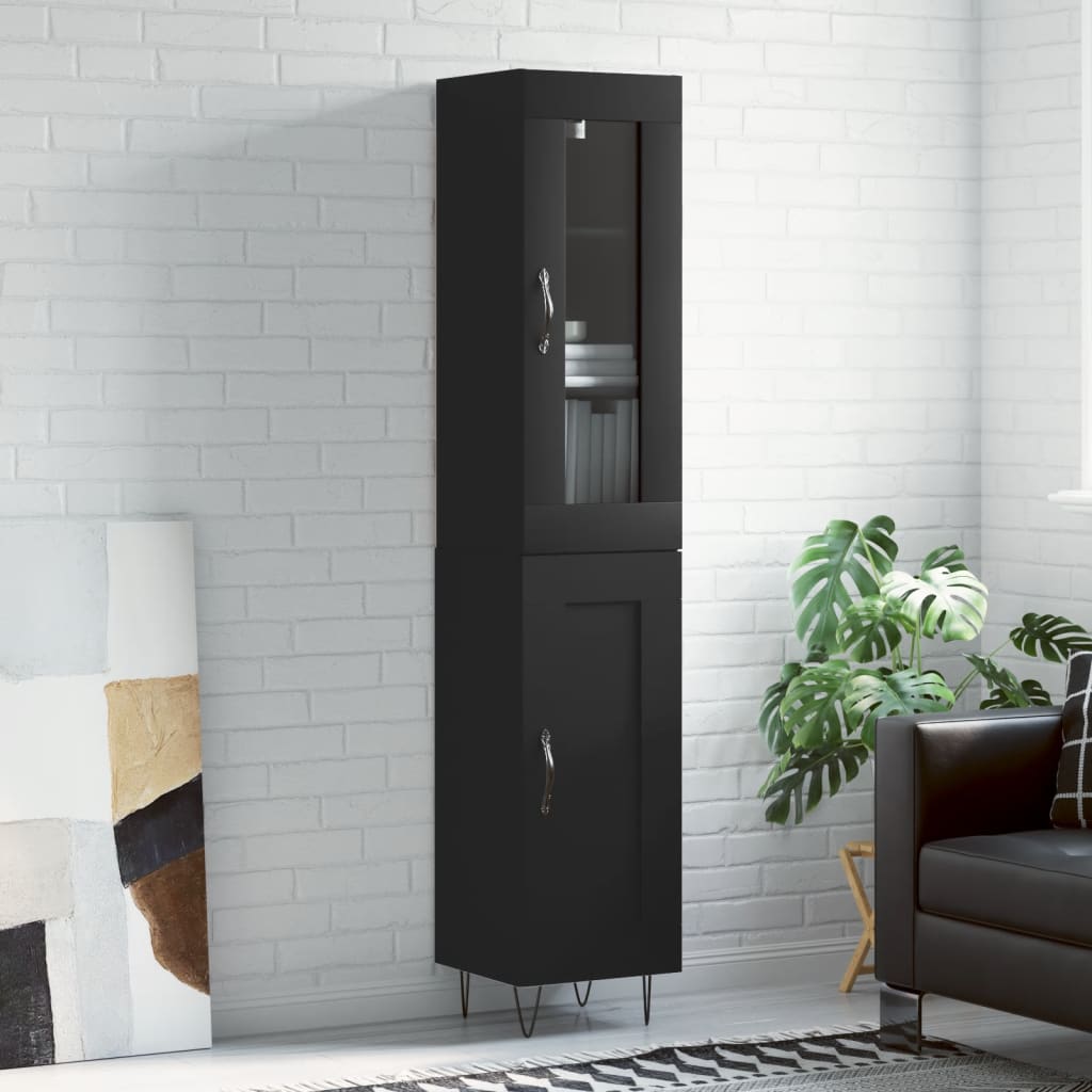 vidaXL Highboard Black 34.5x34x180 cm Engineered Wood