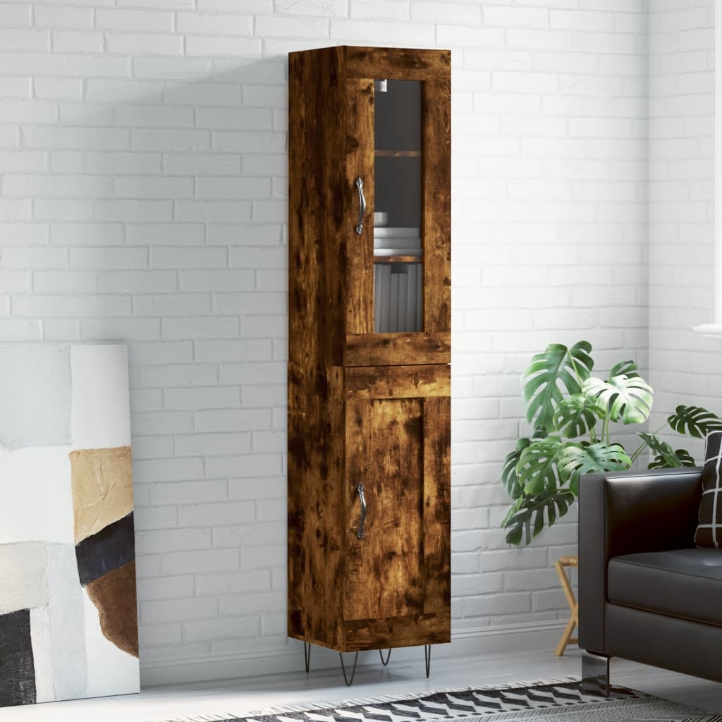 vidaXL Highboard Smoked Oak 34.5x34x180 cm Engineered Wood