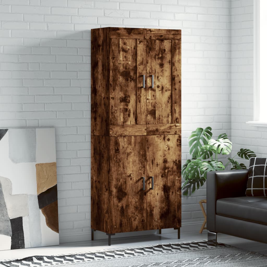 vidaXL Highboard Smoked Oak 69.5x34x180 cm Engineered Wood