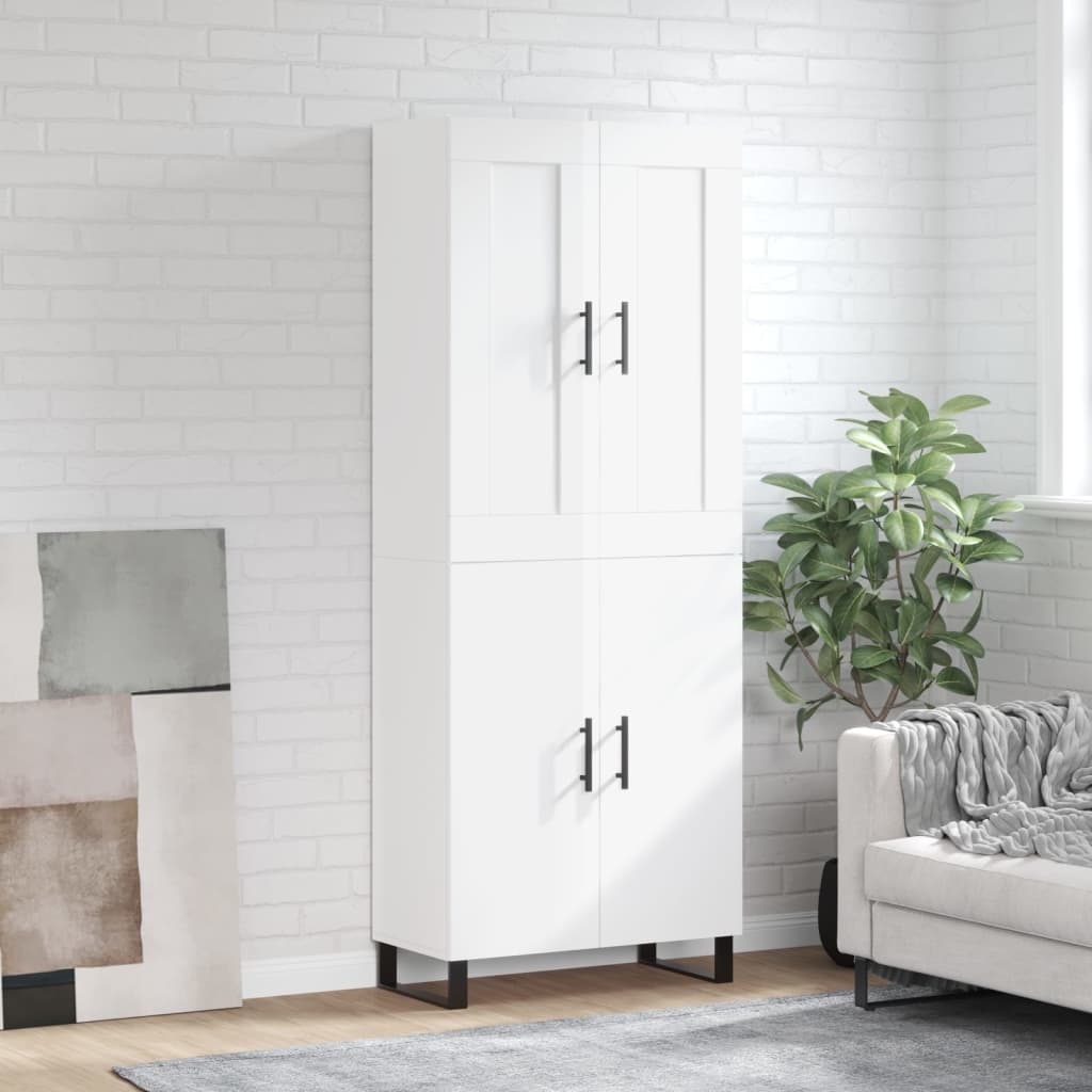 vidaXL Highboard High Gloss White 69.5x34x180 cm Engineered Wood