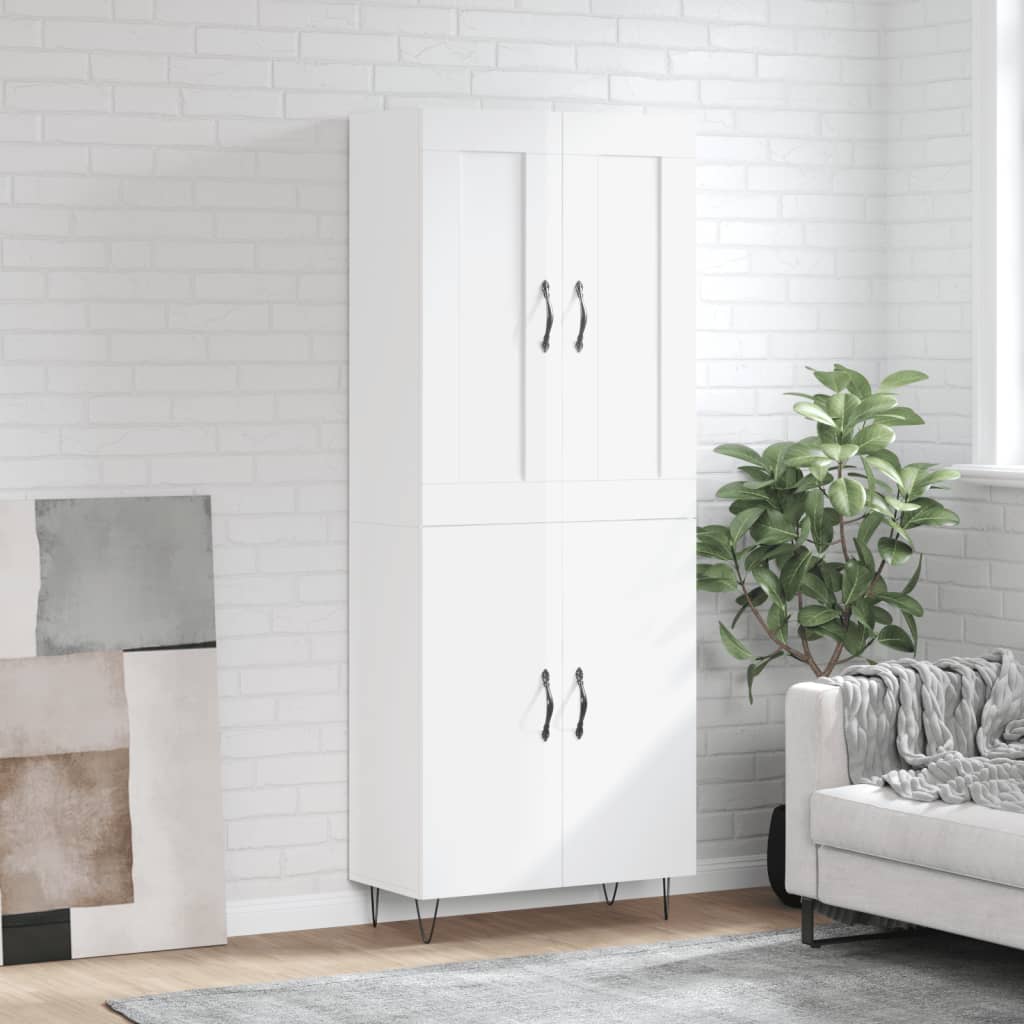 vidaXL Highboard High Gloss White 69.5x34x180 cm Engineered Wood