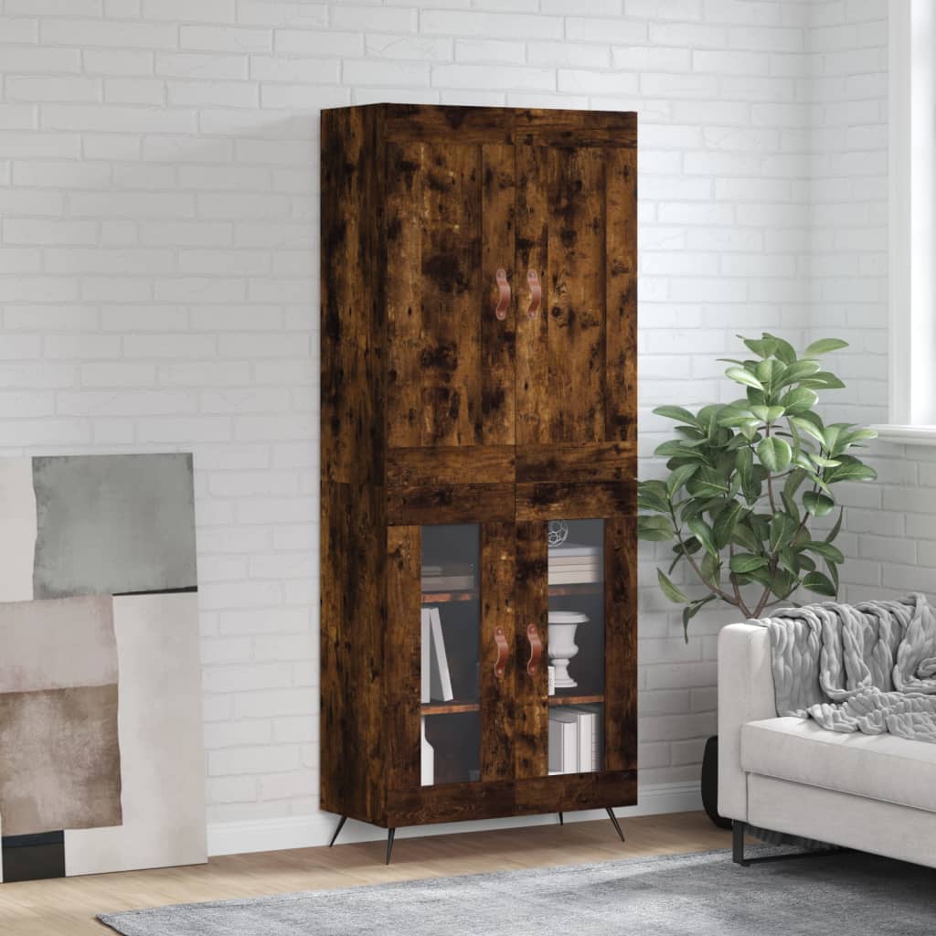 vidaXL Highboard Smoked Oak 69.5x34x180 cm Engineered Wood