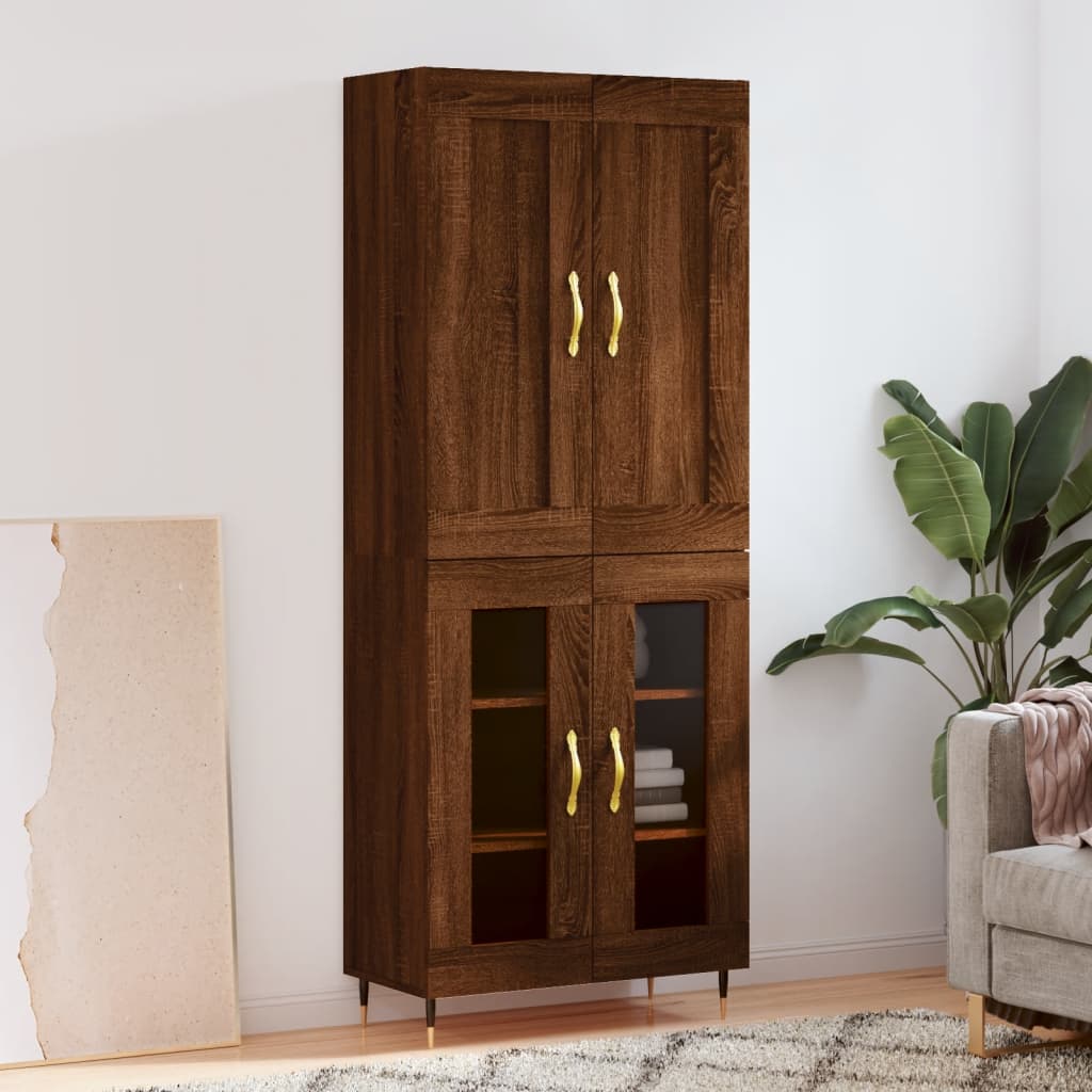 vidaXL Highboard Brown Oak 69.5x34x180 cm Engineered Wood