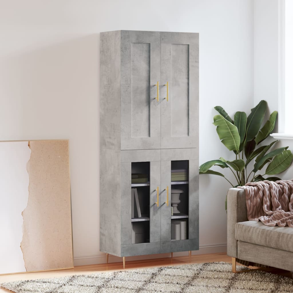 vidaXL Highboard Concrete Grey 69.5x34x180 cm Engineered Wood