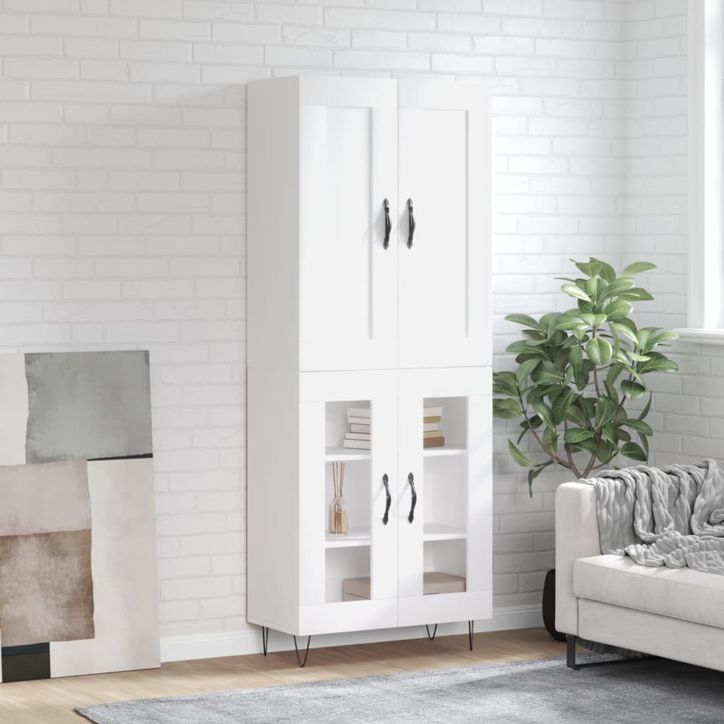 vidaXL Highboard High Gloss White 69.5x34x180 cm Engineered Wood