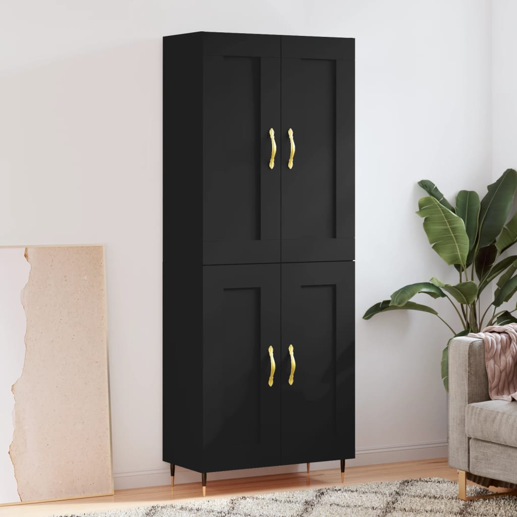 vidaXL Highboard Black 69.5x34x180 cm Engineered Wood