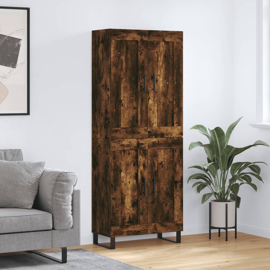vidaXL Highboard Smoked Oak 69.5x34x180 cm Engineered Wood