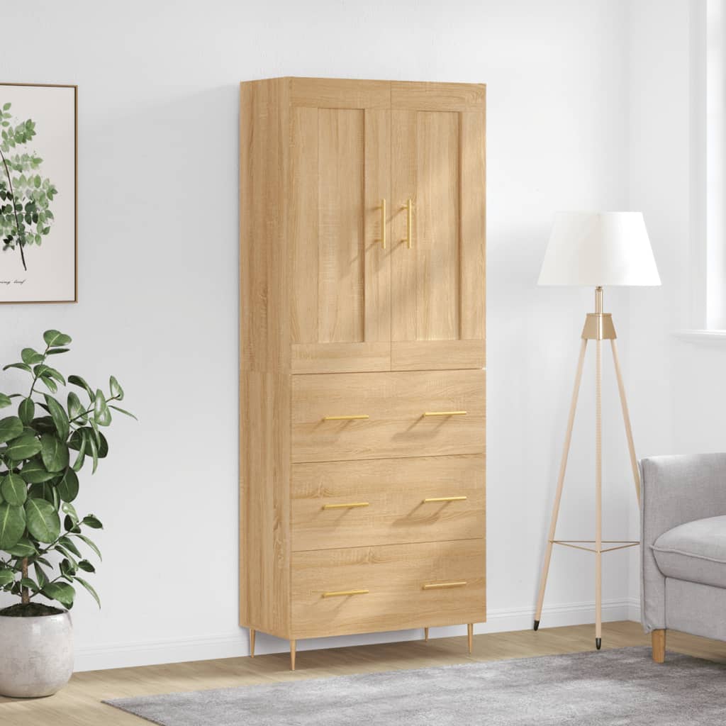 vidaXL Highboard Sonoma Oak 69.5x34x180 cm Engineered Wood