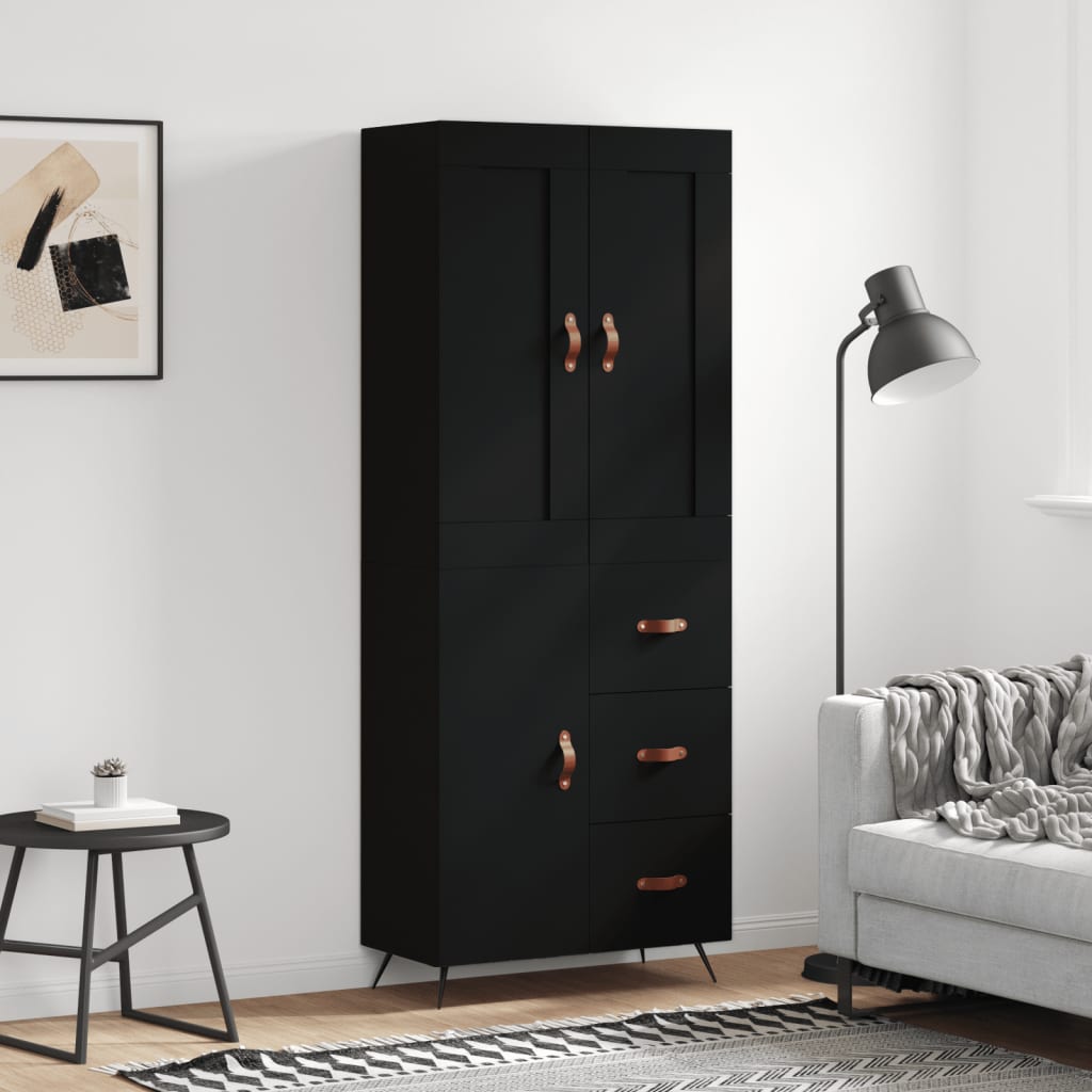 vidaXL Highboard Black 69.5x34x180 cm Engineered Wood