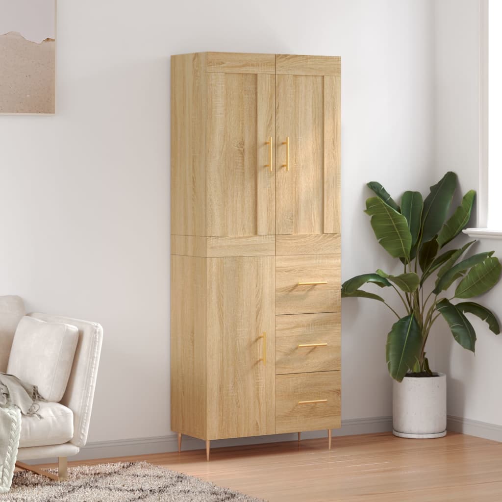 vidaXL Highboard Sonoma Oak 69.5x34x180 cm Engineered Wood