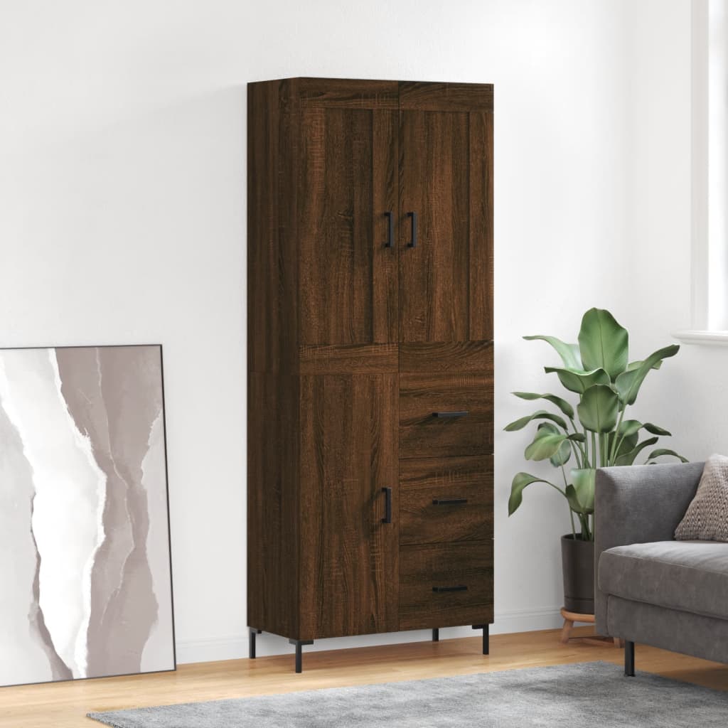 vidaXL Highboard Brown Oak 69.5x34x180 cm Engineered Wood