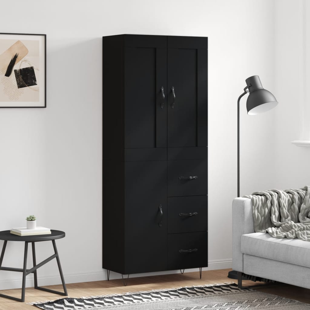 vidaXL Highboard Black 69.5x34x180 cm Engineered Wood