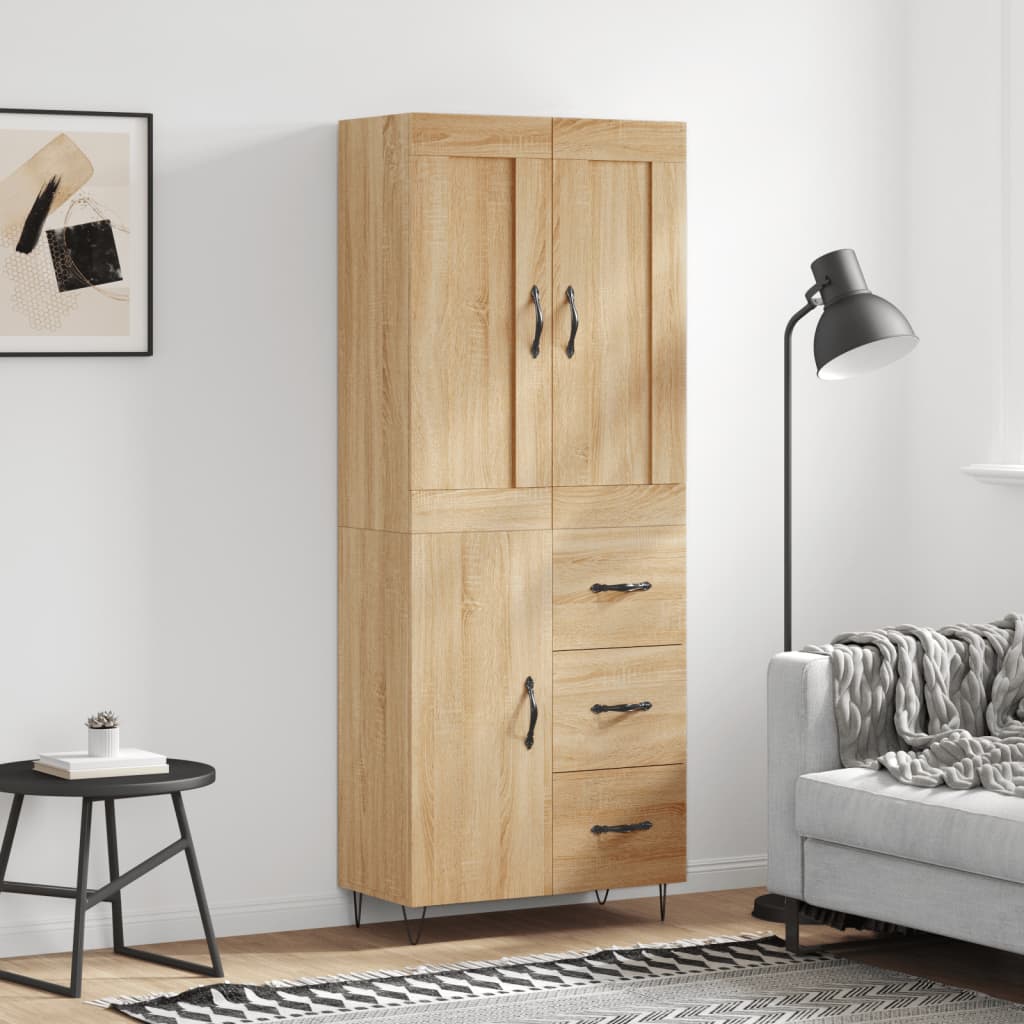 vidaXL Highboard Sonoma Oak 69.5x34x180 cm Engineered Wood