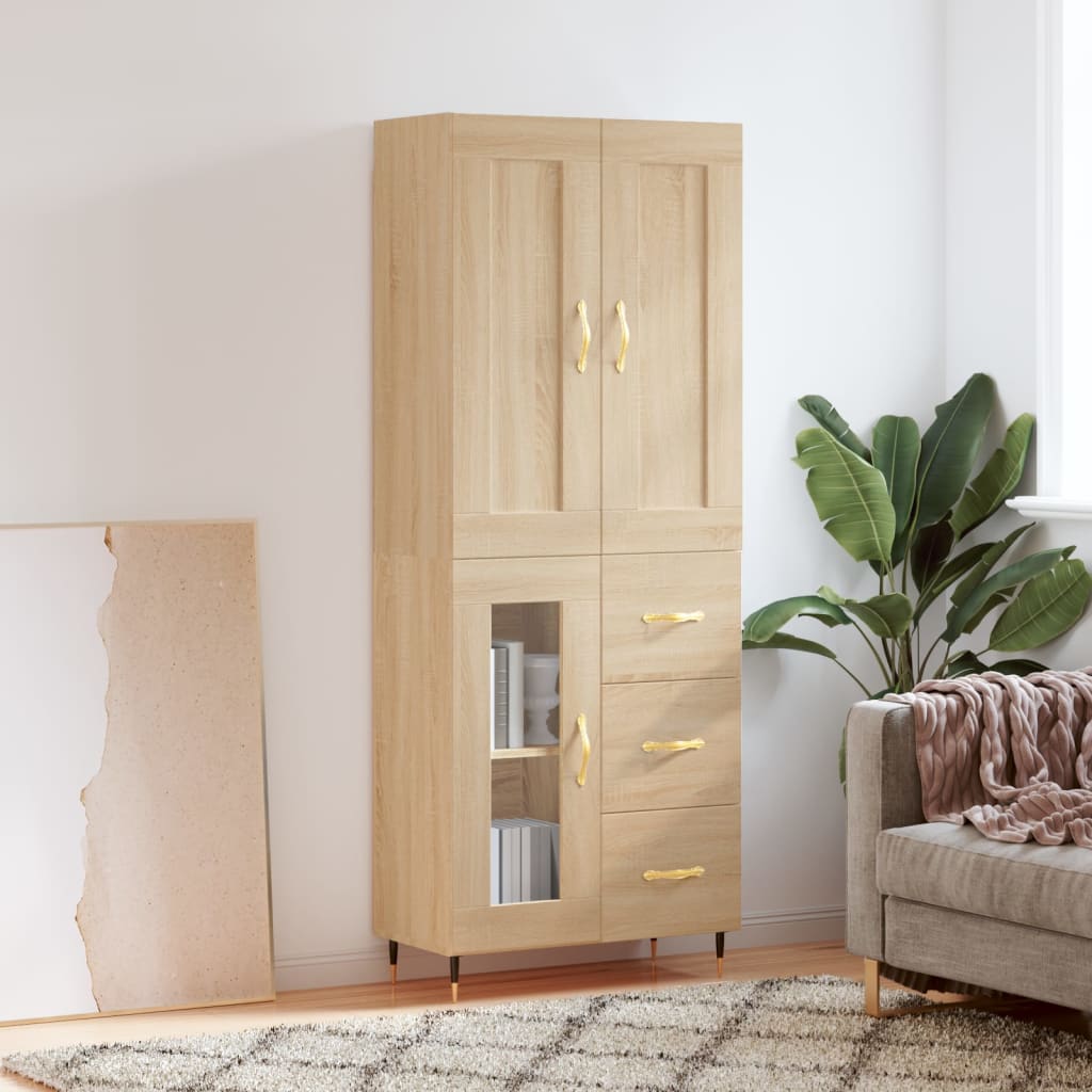 vidaXL Highboard Sonoma Oak 69.5x34x180 cm Engineered Wood