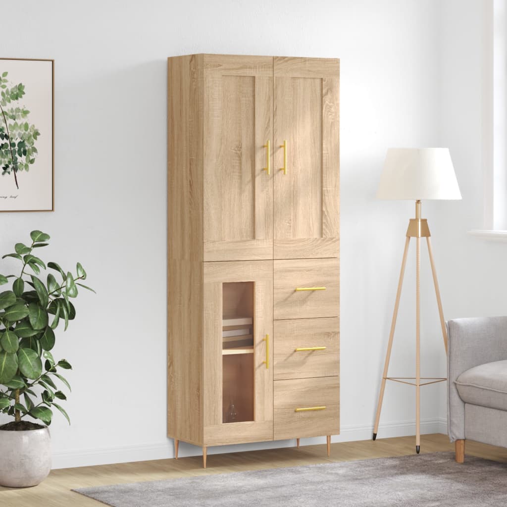 vidaXL Highboard Sonoma Oak 69.5x34x180 cm Engineered Wood