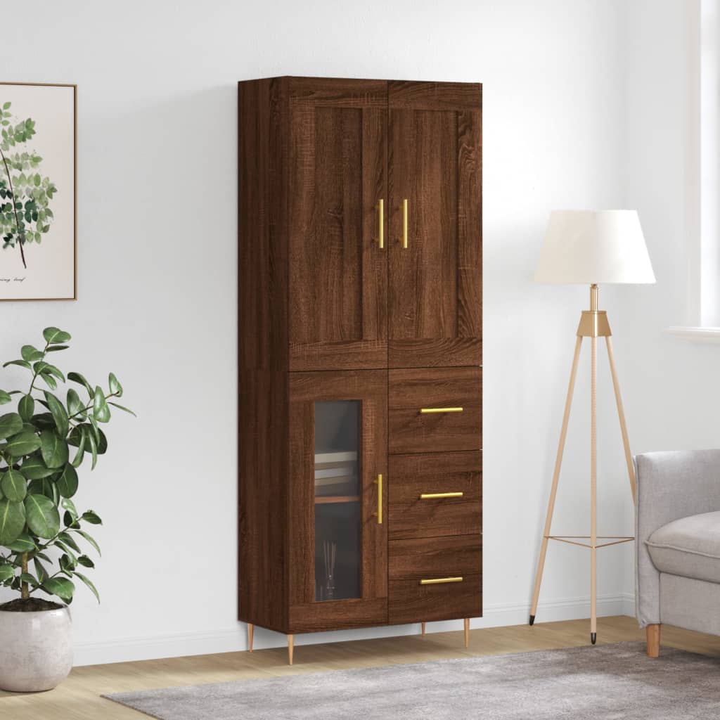 vidaXL Highboard Brown Oak 69.5x34x180 cm Engineered Wood