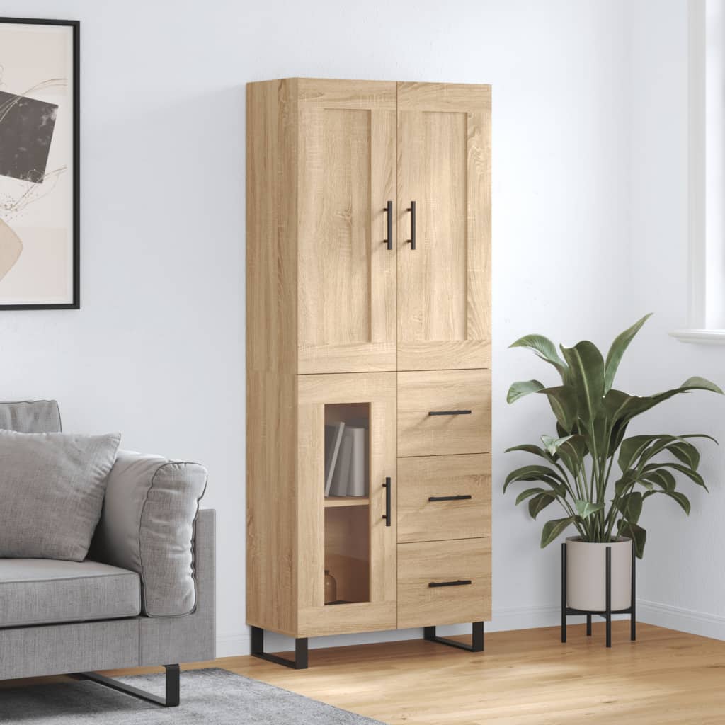 vidaXL Highboard Sonoma Oak 69.5x34x180 cm Engineered Wood