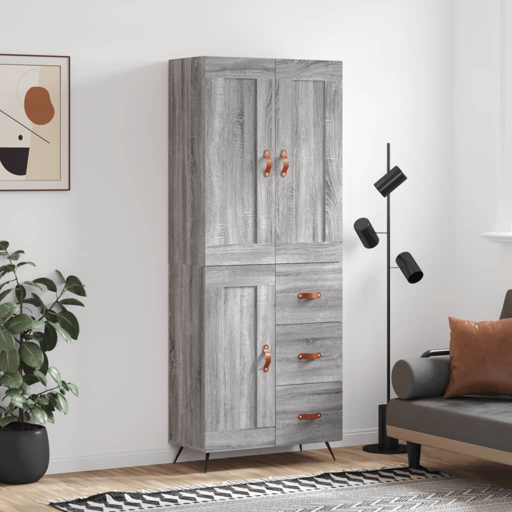 vidaXL Highboard Grey Sonoma 69.5x34x180 cm Engineered Wood