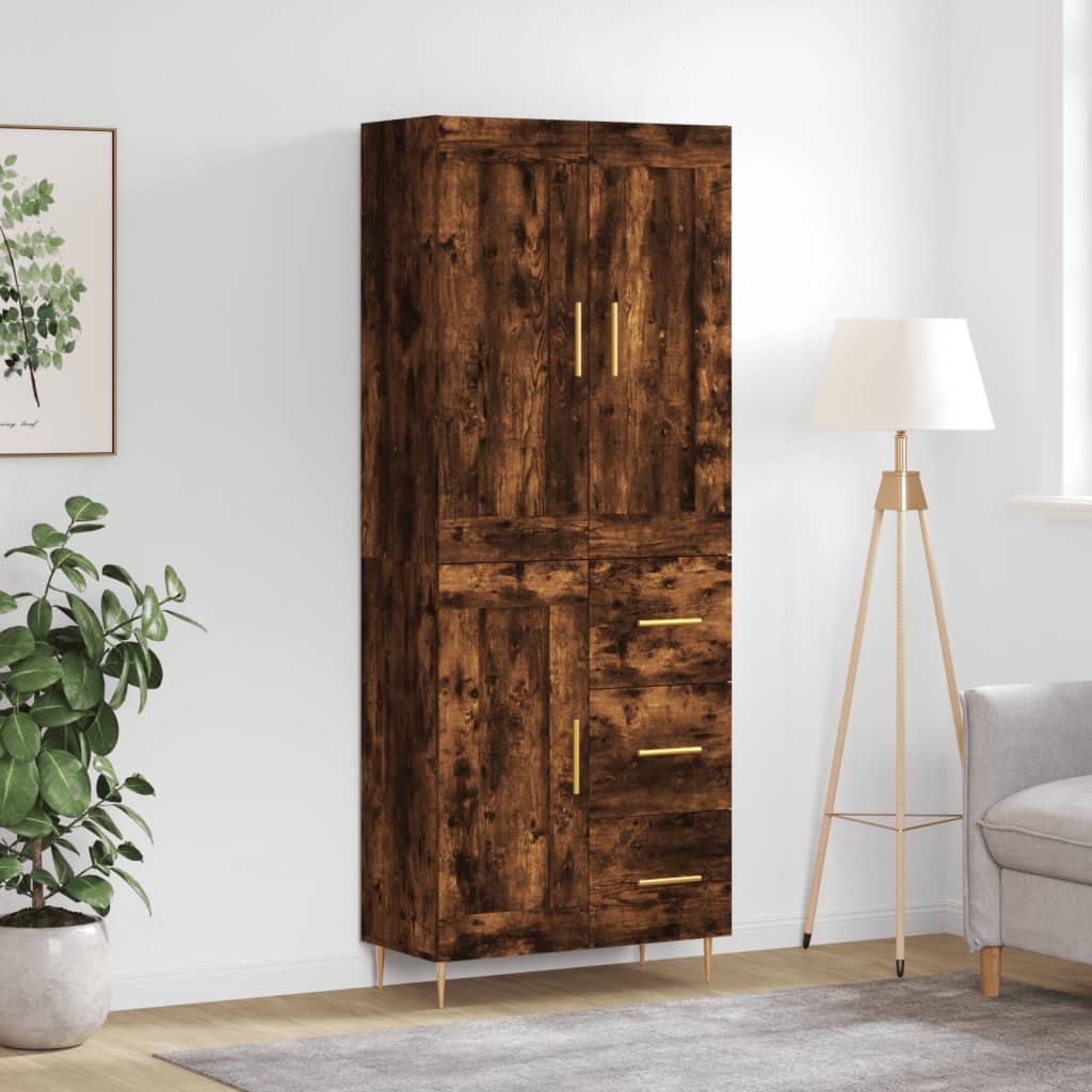 vidaXL Highboard Smoked Oak 69.5x34x180 cm Engineered Wood