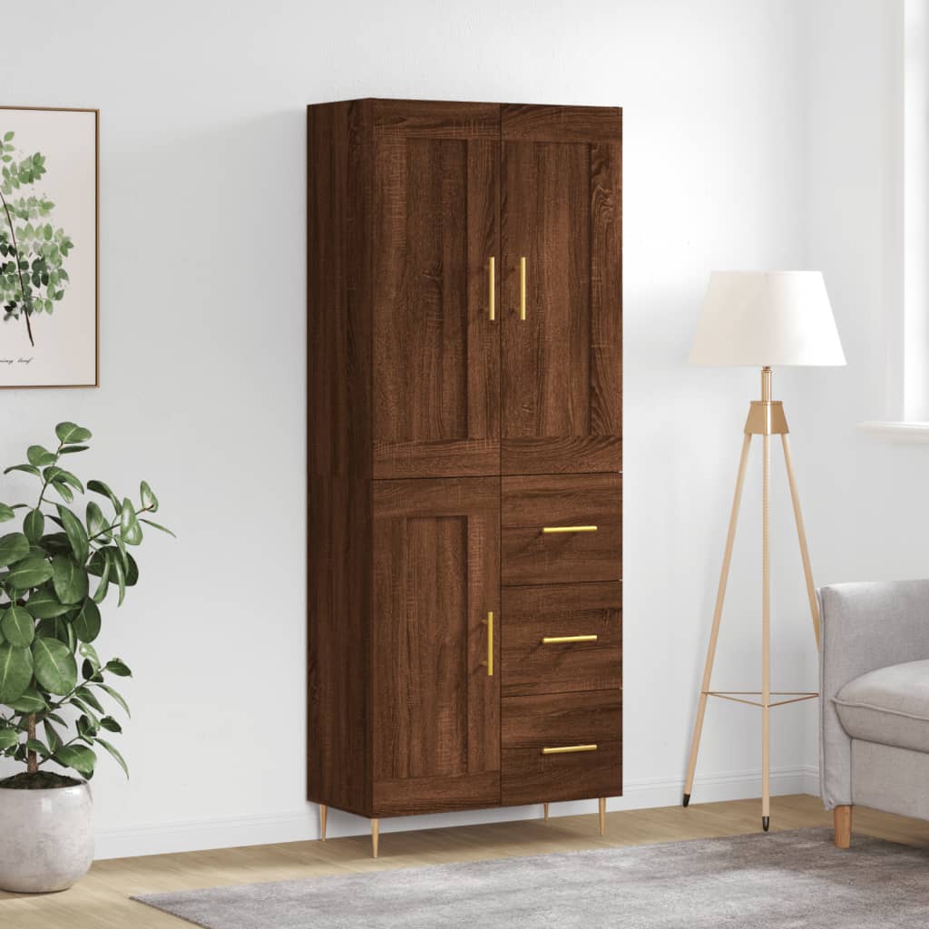 vidaXL Highboard Brown Oak 69.5x34x180 cm Engineered Wood