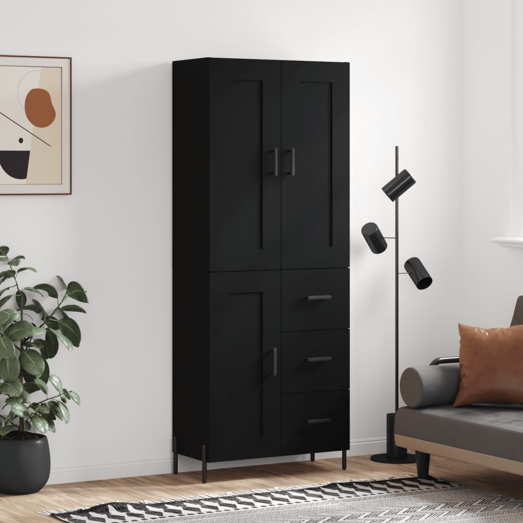 vidaXL Highboard Black 69.5x34x180 cm Engineered Wood