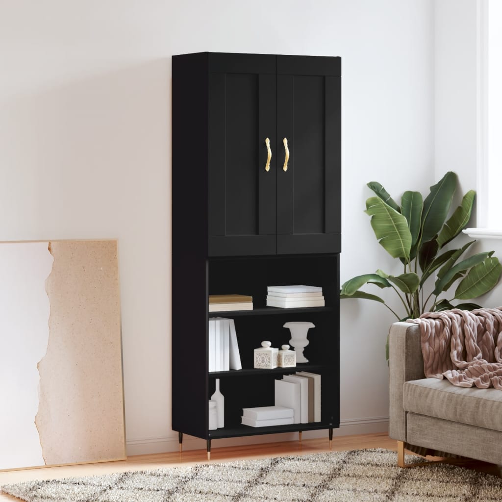 vidaXL Highboard Black 69.5x34x180 cm Engineered Wood