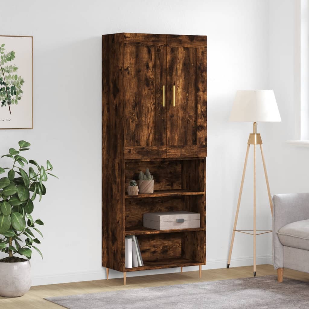 vidaXL Highboard Smoked Oak 69.5x34x180 cm Engineered Wood