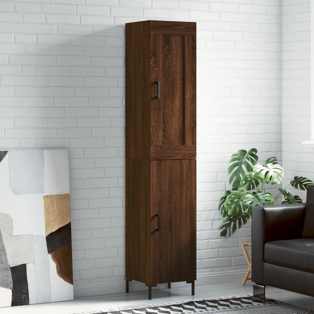 vidaXL Highboard Brown Oak 34.5x34x180 cm Engineered Wood