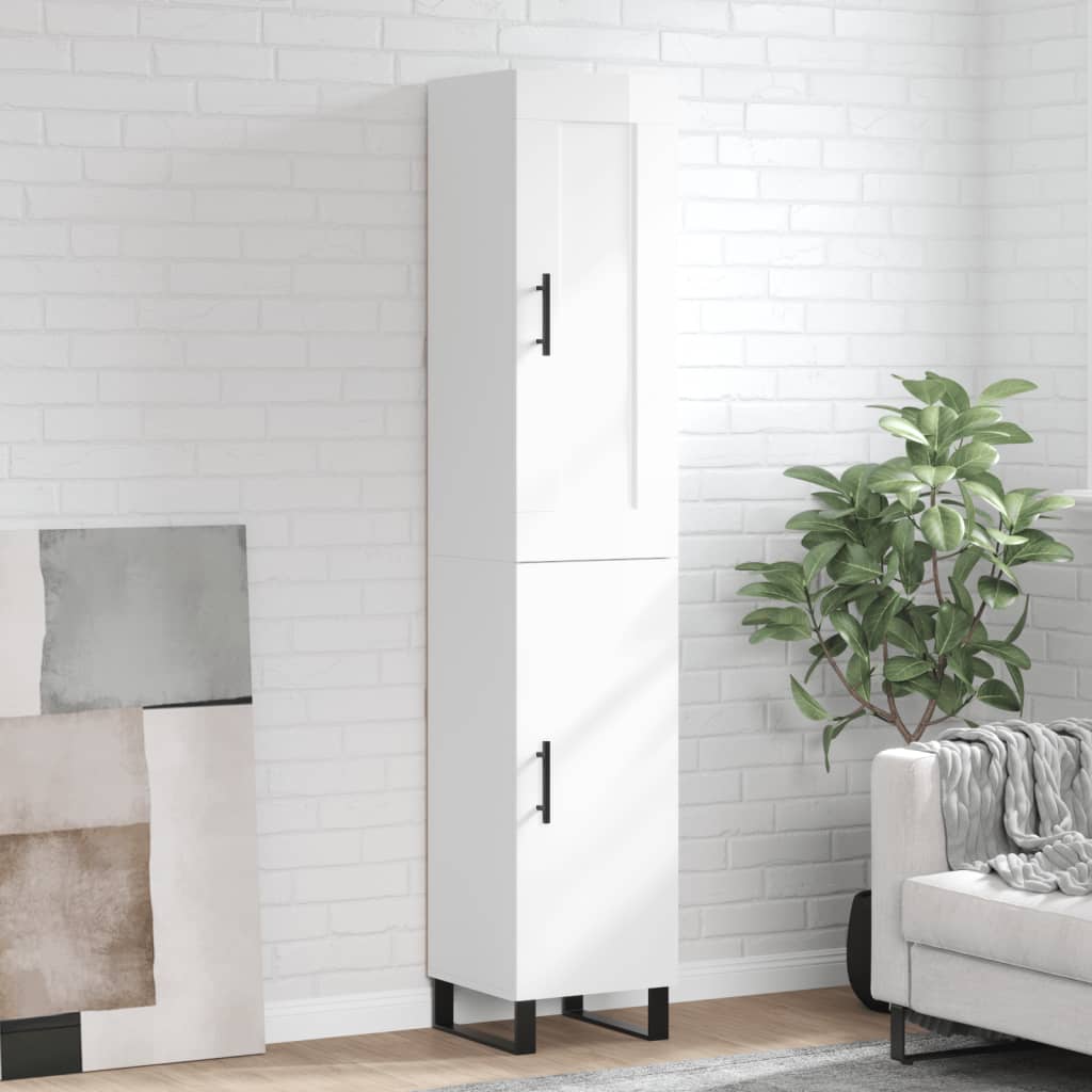 vidaXL Highboard High Gloss White 34.5x34x180 cm Engineered Wood