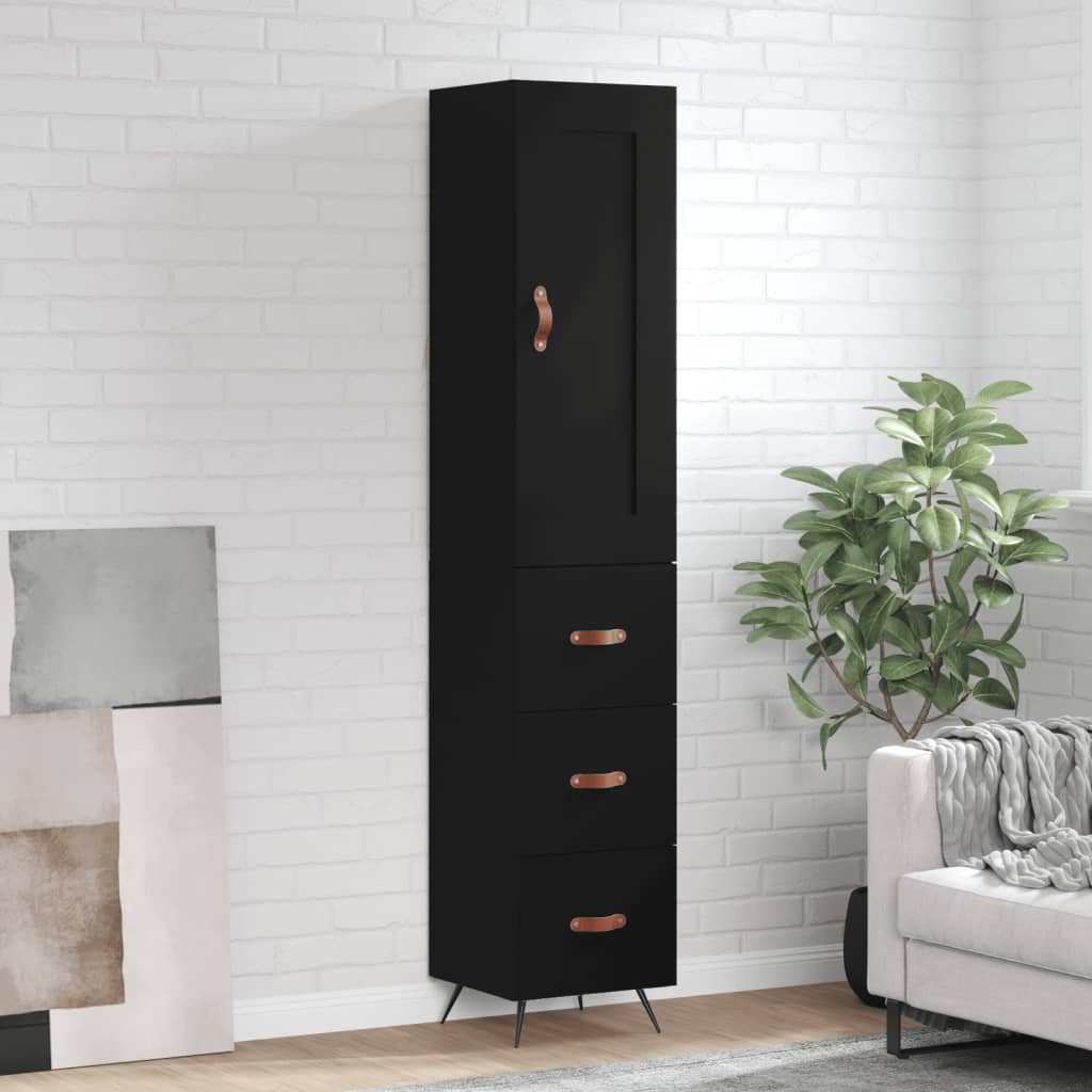 vidaXL Highboard Black 34.5x34x180 cm Engineered Wood