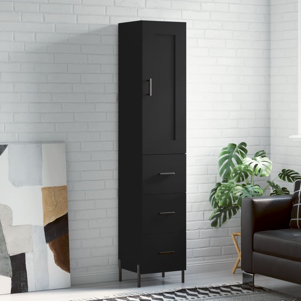 vidaXL Highboard Black 34.5x34x180 cm Engineered Wood