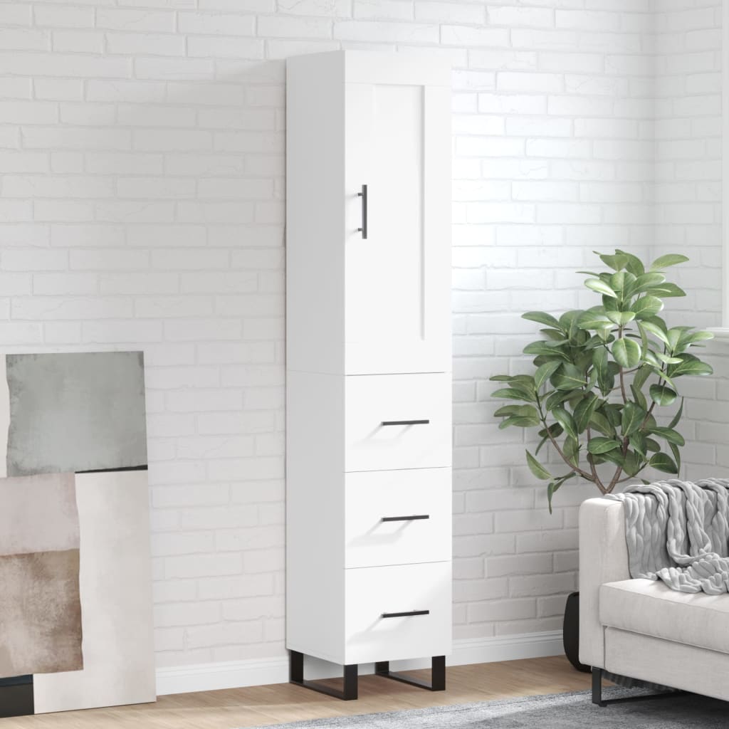 vidaXL Highboard White 34.5x34x180 cm Engineered Wood