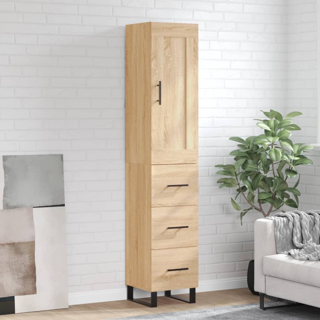 vidaXL Highboard Sonoma Oak 34.5x34x180 cm Engineered Wood