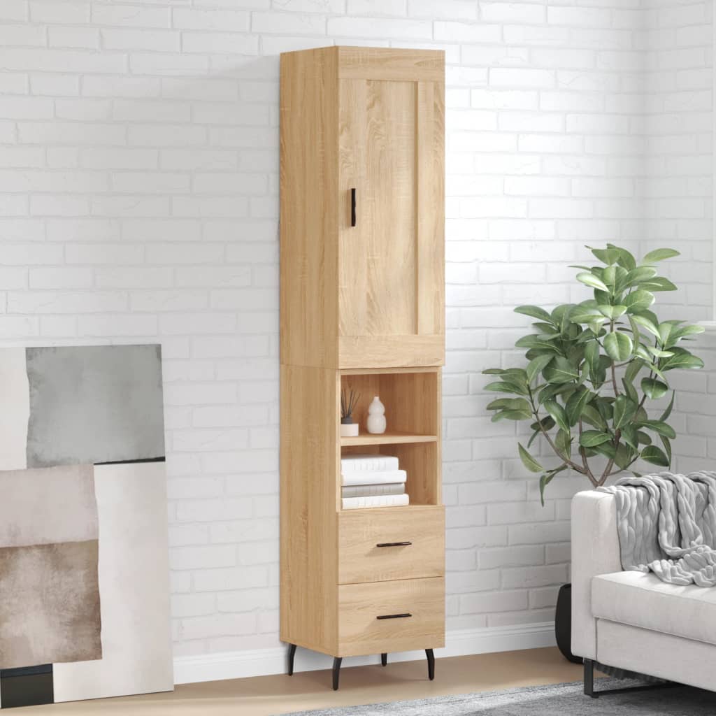 vidaXL Highboard Sonoma Oak 34.5x34x180 cm Engineered Wood