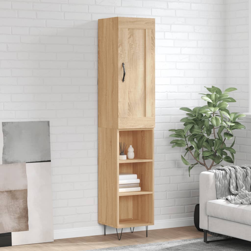 vidaXL Highboard Sonoma Oak 34.5x34x180 cm Engineered Wood