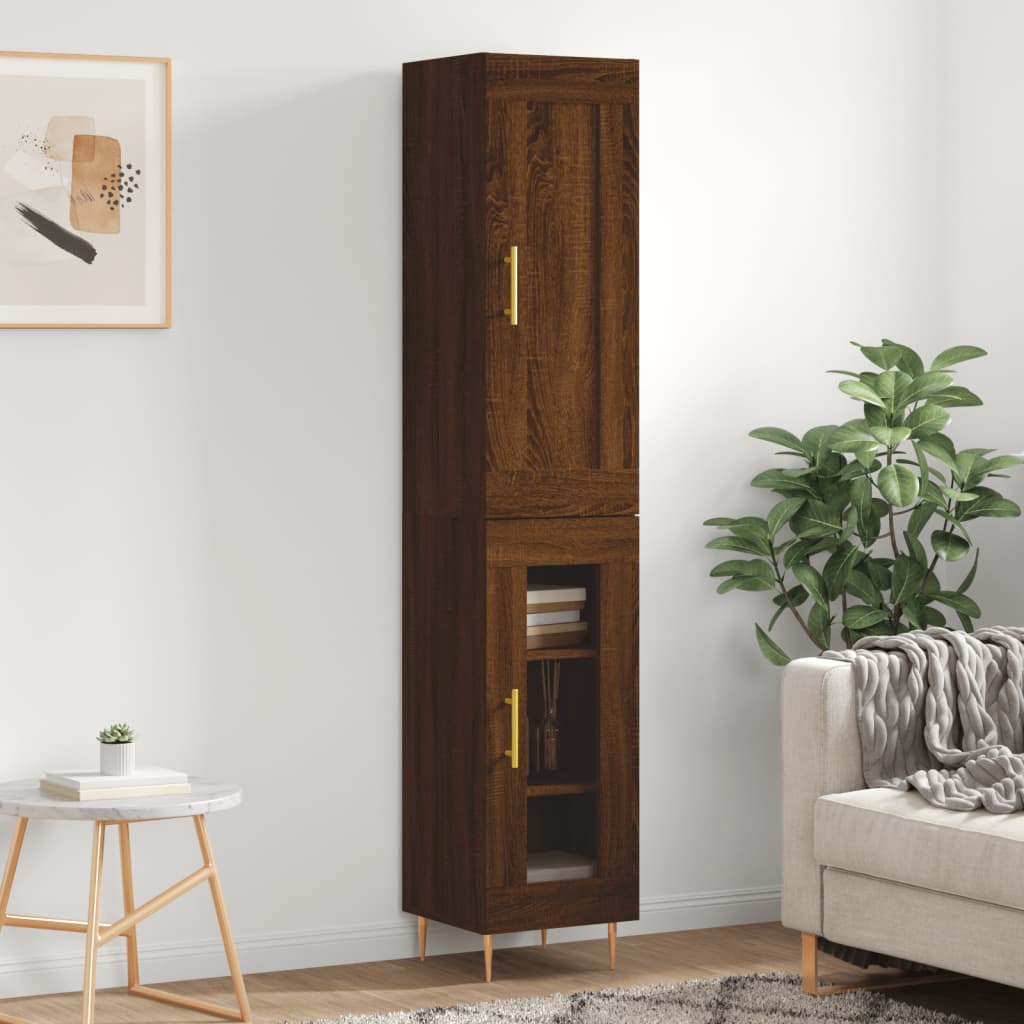vidaXL Highboard Brown Oak 34.5x34x180 cmåÊEngineered Wood